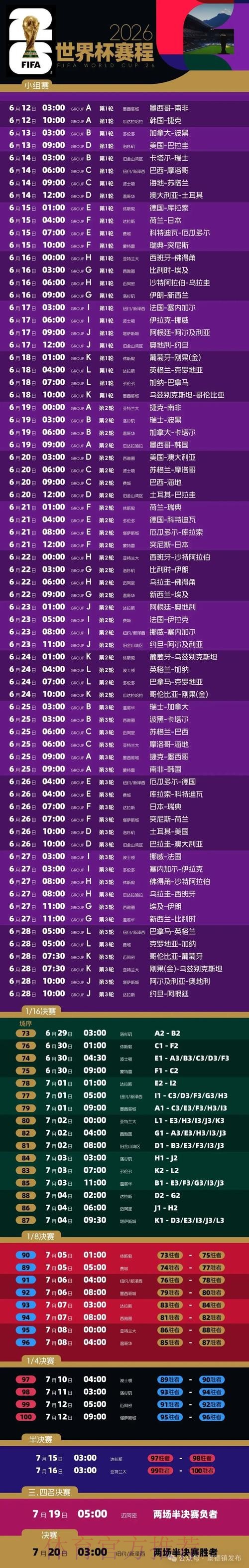 2026世界杯完整赛程查询指南